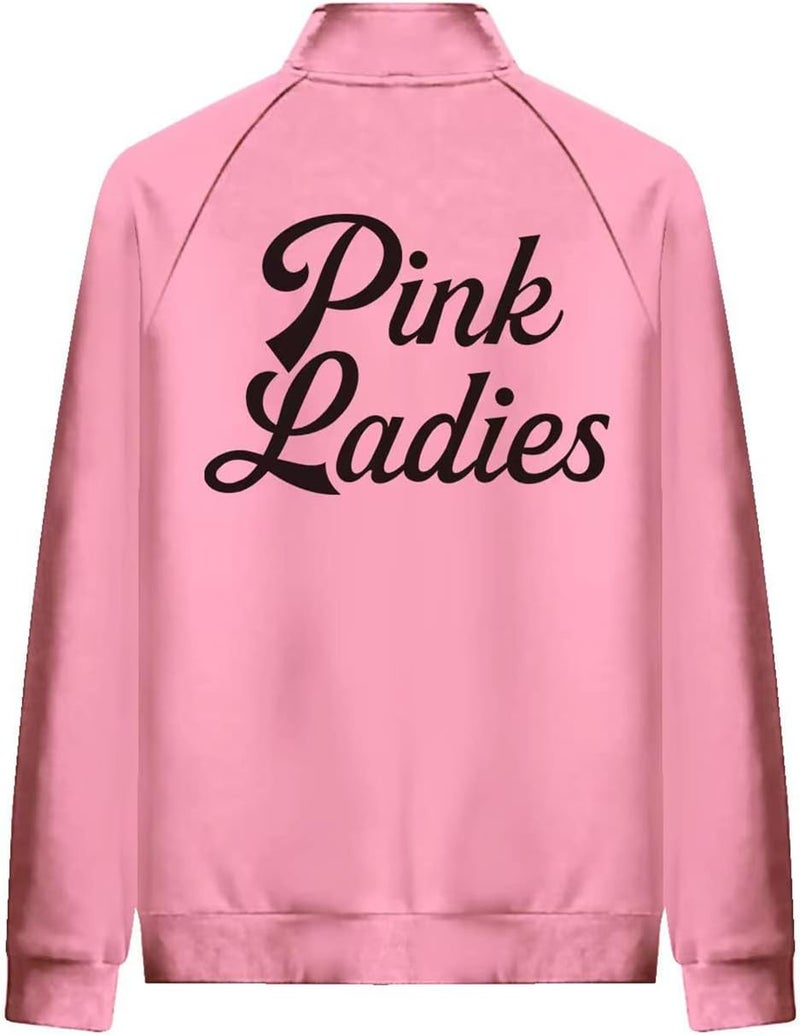 Vecborn Womens Girls Pink Jacket Rydell School Zipper Collar jacket Sisters Sweatshirt Hoodie - Image 3